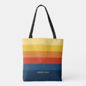 Tote Bag Bandes de coucher de soleil rétroactives avec nom  (Dos)