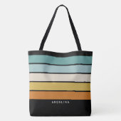 Tote Bag Bandes de coucher de soleil rétroactives avec nom  (Dos)