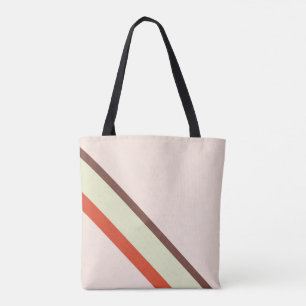 Tote Bag Bandes de couleurs naturelles sur rose pastel pâle