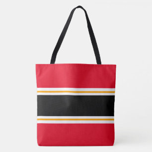 Tote Bag Bandes de course sportives rouges noires blanches