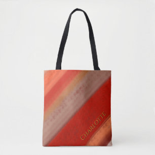 Tote Bag Bandes de pêche en terre cuite Nom personnalisé
