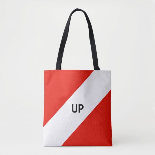Tote Bag Bandes diagonales rouges et blanches (Devant)