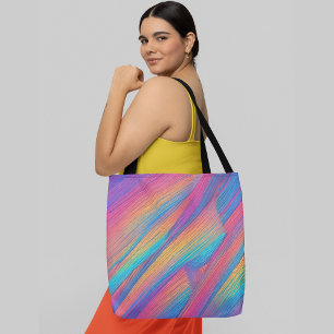 Tote Bag Bandes diagonales vibrantes dans un arc-en-ciel de
