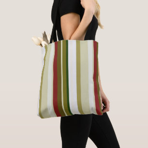Tote Bag Bandes d'olivier, de vert et de rouge