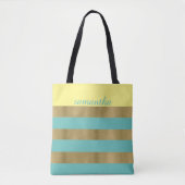Tote Bag Bandes d'or et Turquoises (Devant)
