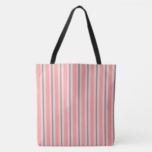 Tote Bag Bandes estivales - corail et turquoise
