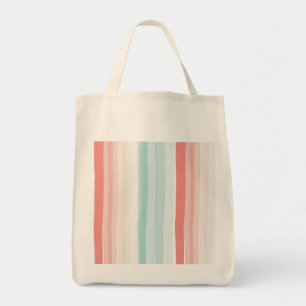 Tote Bag Bandes estivales en corail et turquoise