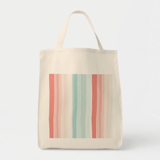 Tote Bag Bandes estivales en corail et turquoise (Devant)
