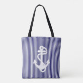 Tote Bag Bandes et Ancre Monogramme personnalisé (Dos)