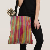 Tote Bag Bandes et cercles multicolores (De près)