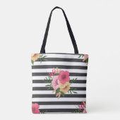Tote Bag Bandes et fleurs (Dos)