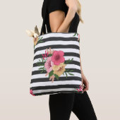 Tote Bag Bandes et fleurs (De près)