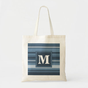 Tote Bag Bandes gris monogramme