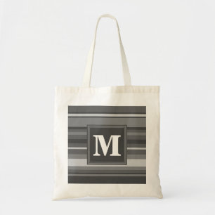 Tote Bag Bandes gris monogramme