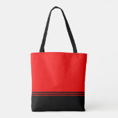 Tote Bag Bandes horizontales noires élégantes | Rouge (Dos)