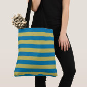 Tote Bag bandes jaune et bleu (De près)