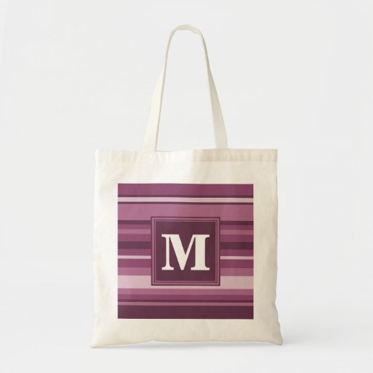 Tote Bag Bandes mauve monogrammes (Devant)