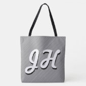 Tote Bag Bandes minces en noir et blanc | Initiales retro-s (Devant)