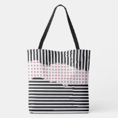 Tote Bag Bandes nettes Couleur noire, blanche et rose (Dos)