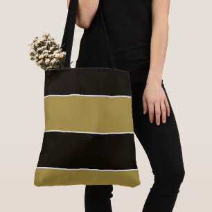 Tote Bag Bandes noires, dorées et blanches