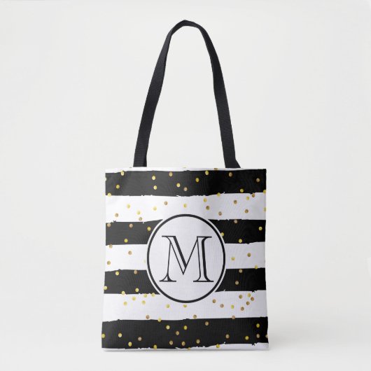 Tote Bag Bandes noires et blanches (Devant)