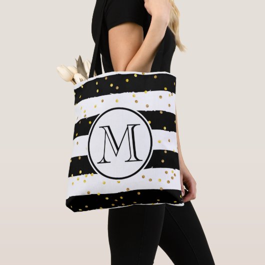 Tote Bag Bandes noires et blanches (De près)