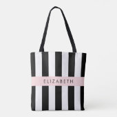 Tote Bag Bandes noires et blanches, Gravées, Lignes, Votre  (Dos)