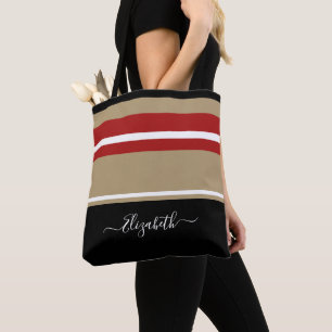 Tote Bag Bandes noires rouges bronzées modernes personnalis