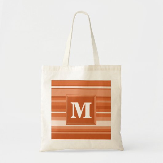 Tote Bag Bandes orange monogrammes (Devant)