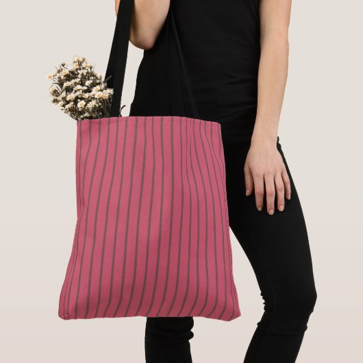Tote Bag Bandes roses et brunes (De près)
