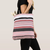 Tote Bag Bandes roses gris mignonnes (De près)