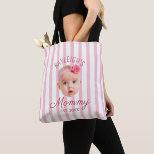 Tote Bag Bandes roses personnalisées avec photo de visage C