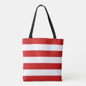 Tote Bag Bandes rouges et blanches Nautiques avec votre nom (Dos)