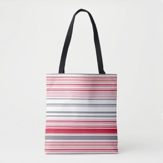 Tote Bag Bandes rouges gris mignonnes (Devant)