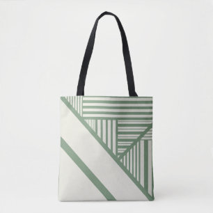 Tote Bag Bandes triangulaires en vert