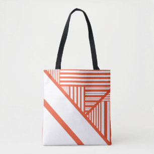 Tote Bag Bandes triangulaires - Orange et Blanc