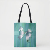 Tote Bag Bandes turquoise avec Bow (Devant)