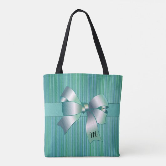 Tote Bag Bandes turquoise avec Bow (Dos)