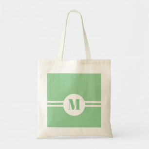 Tote Bag Bandes vertes à la menthe monogramme pastel minima