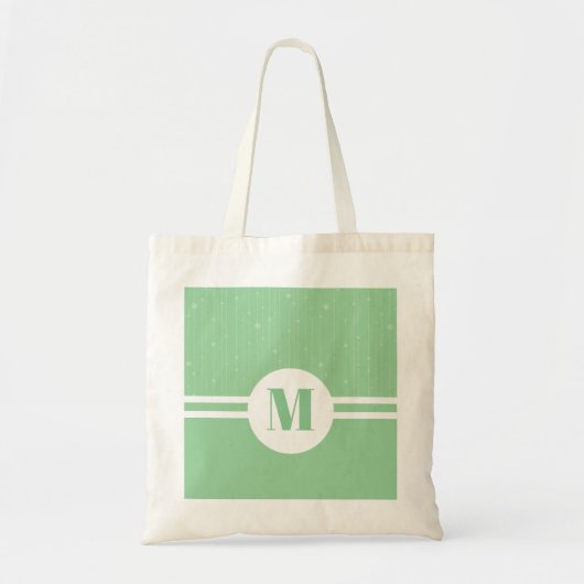 Tote Bag Bandes vertes à la menthe monogramme pastel minima (Devant)