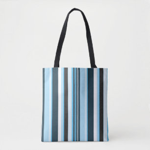 Tote Bag Bandes Verticales Cyanes Contemporaines Efficaces