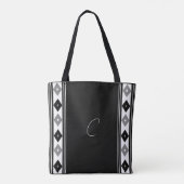 Tote Bag Bandes verticales de Monogramme noir et blanc (Dos)