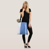 Tote Bag Bandes verticales modernes bleu poli (Sur le modèle)
