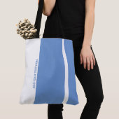 Tote Bag Bandes verticales modernes bleu poli (De près)