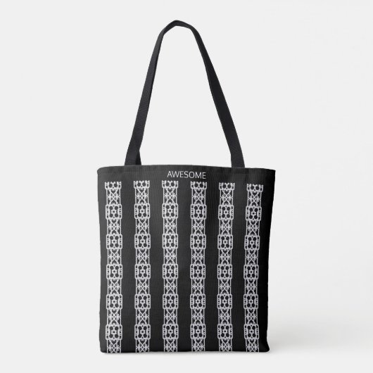 Tote Bag Bandes verticales modernes et design sur noir (Dos)