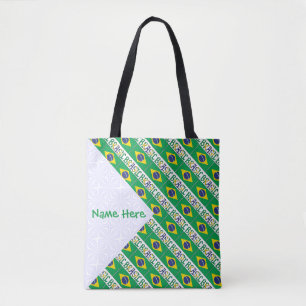Tote Bag Bandiera Brasil Personnalisé avec Motif de Carreau
