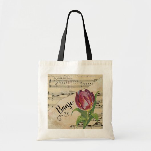 Tote Bag Banjo Elegant Tulip Partition Vintage (Devant)