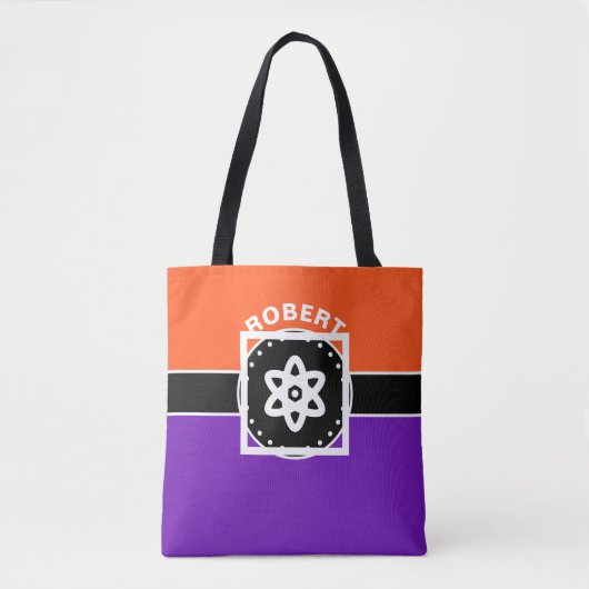 Tote Bag Bannière noire & rectangles violettes + vos idées (Devant)