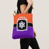 Tote Bag Bannière noire & rectangles violettes + vos idées (De près)
