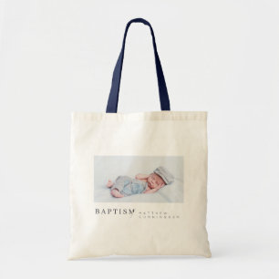 Tote Bag Baptême Pour Lui Photo Personnalisée Minimaliste